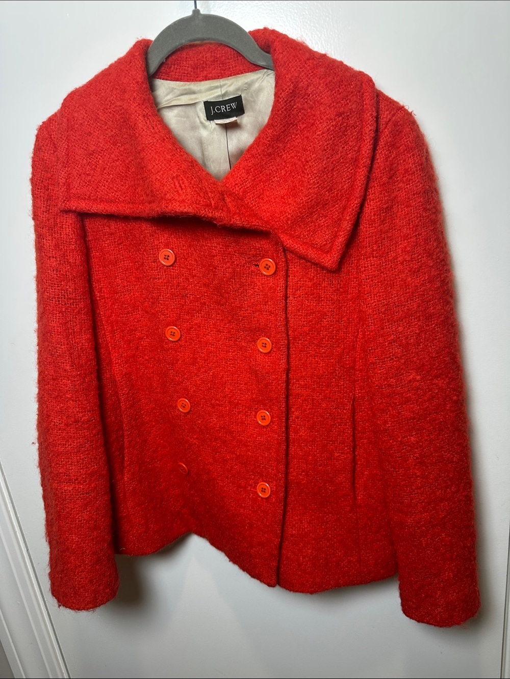 J. Crew Red Double-Breasted Wool Blend Pea Coat (100)